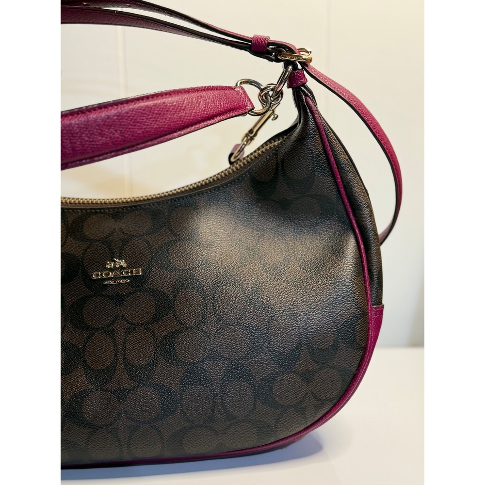Coach Harley East/West Hobo Brown Magenta Signature C… - Gem